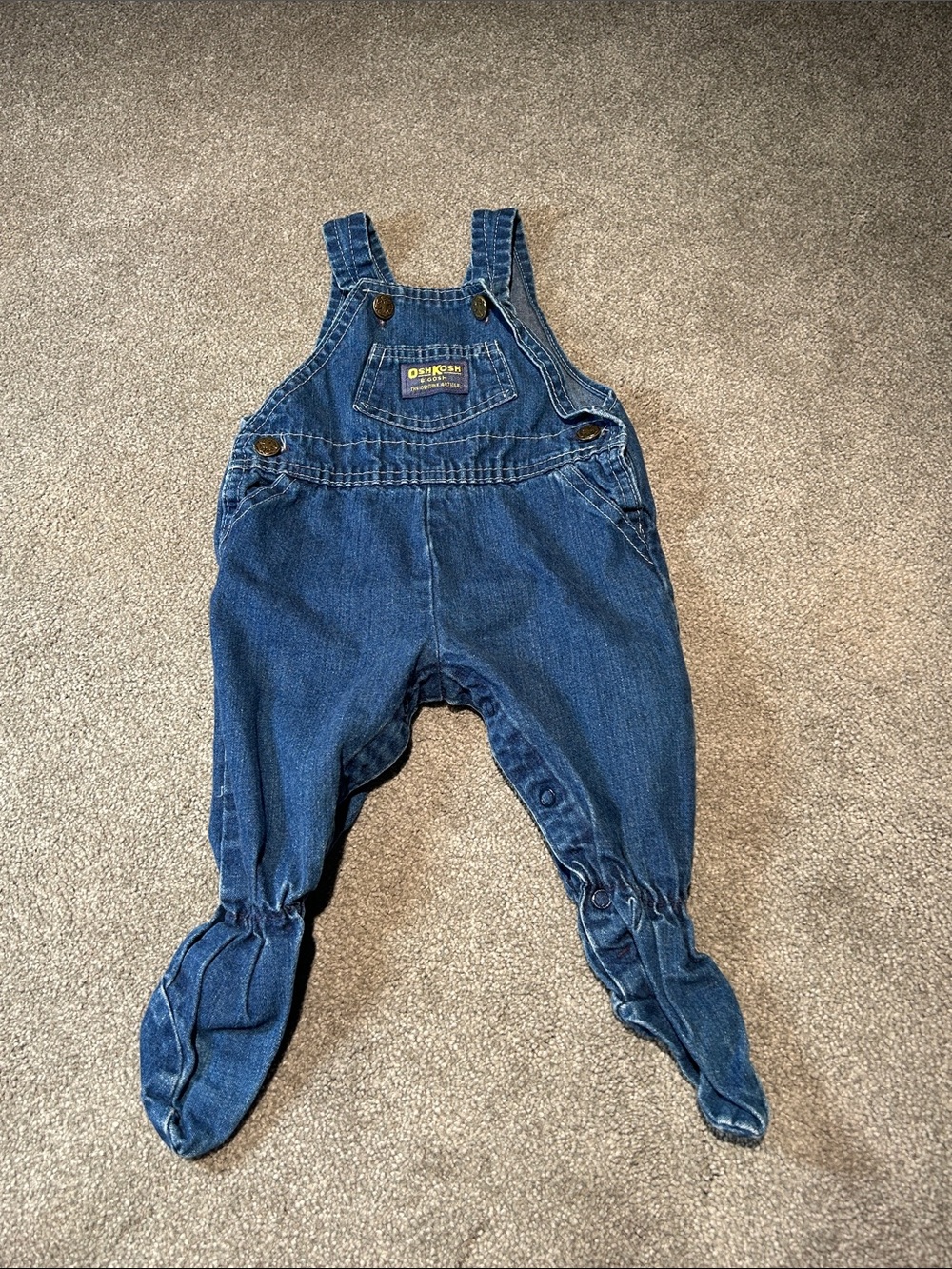 Vintage OshKosh B'gosh Dark Blue Denim Baby Overalls